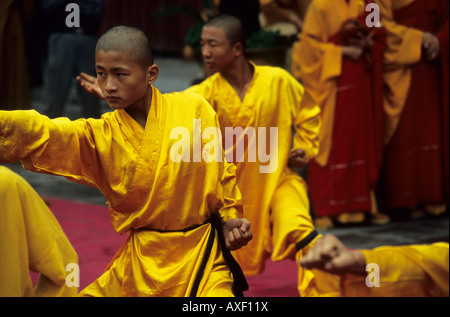 The Shaolin temple monks in action Henan China Stock Photo