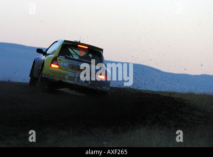 WRC formula renault clio rally car on stage in wales Stock Photo