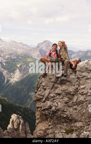 Austria, Salzburger Land, couple on mountain top Stock Photo