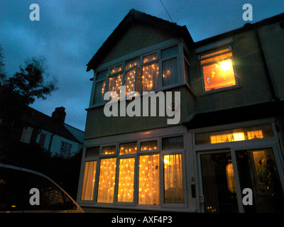 House Lit up Diwali England Stock Photo