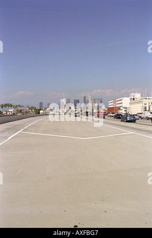 los angeles bus shelter 38th street Stock Photo