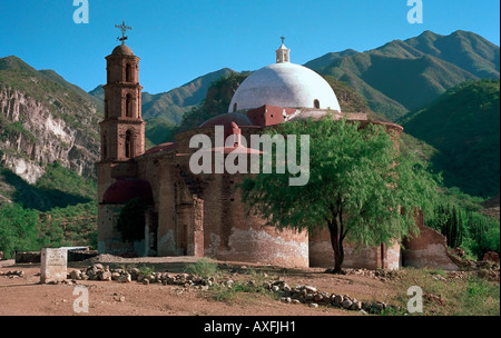 Old colonial church of San Miguel de Satevo in Copper Canyon Barrancas del Cobre in Chihuahua state Mexico Stock Photo
