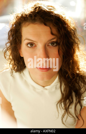 pretty brunette girl smiling Stock Photo