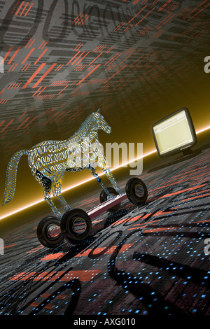 Trojan horse computer virus, conceptual illustration Stock Photo - Alamy