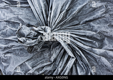Frost on black plastic bag Stock Photo