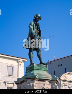Statue of the local composer and violinist Giuseppe Tartini, 1692-1770 in Tartinijev trg, Piran, Slovenia. Stock Photo