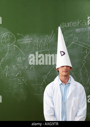 Man Wearing Dunce Cap Stock Photo