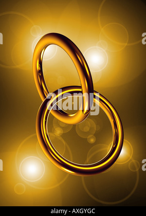 Two Fused Rings 2 rings symbol for marriage fusion 2 Ringe ineinander verschränkt ...