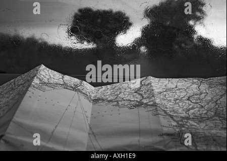 Driving Thru Thunderstorm In Tuscany Italy Stock Photo