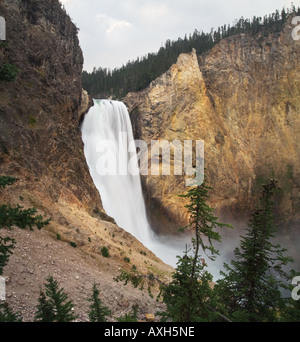 Lower Falls of the Yellowstone River from Uncle Tom's Trail, Yellowstone National Park, Wyoming. Stock Photo