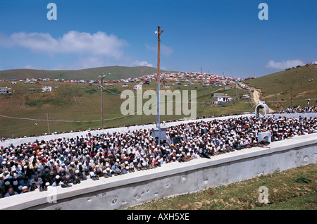 Friday pray in open air mosque of Zigana Mountains Trabzon Turkey Stock Photo