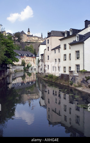 Grund houses along alzette river in luxembourg Stock Photo