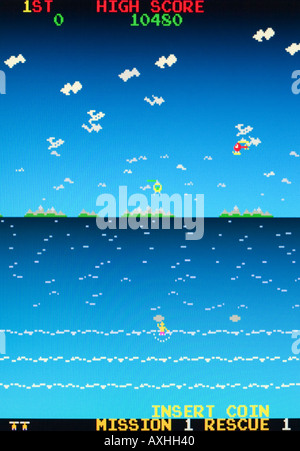 Rescue Stern 1982 Vintage arcade videogame screen shot - EDITORIAL USE ...