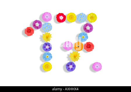 numbers written with flowers 17th Stock Photo