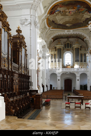 Rot an der Rot Pfarrkirche ehemalige Prämonstratenserklosterkirche Chororgel von Johann Nepumuk Holzhey im Hintergrund die Haupt Stock Photo