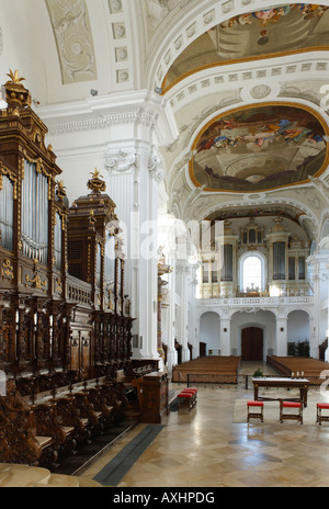 Rot an der Rot Pfarrkirche ehemalige Prämonstratenserklosterkirche Chororgel von Johann Nepumuk Holzhey im Hintergrund die Haupt Stock Photo