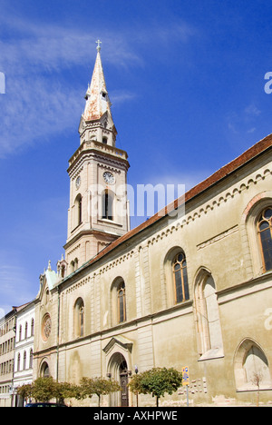 Celje, Stajerska, Slovenia. Minorite Church of St Mary on Presernova Ulica (street) Stock Photo