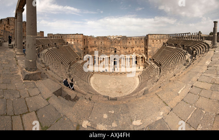 Bosra Syria Ayyubid fort containing the Roman amphitheatre Stock Photo