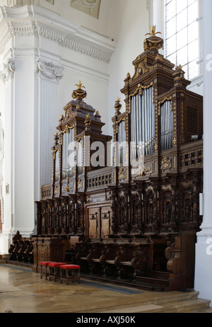 Rot an der Rot, Pfarrkirche, ehemalige Prämonstratenserklosterkirche, Chororgel von Johann Nepumuk Holzhey Stock Photo