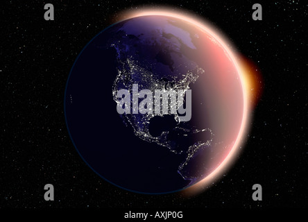 satellite image of planet earth North America at night Stock Photo - Alamy