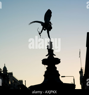 eros silhouette evening Piccadilly West End London Stock Photo