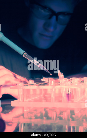 molecular biology scientist preparing test samples Stock Photo