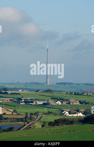 The Emley Moor TV mast Stock Photo