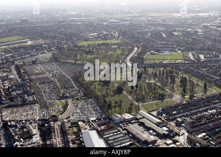 High level oblique aerial view south of Wilsden Jewish Cemetery Brent London NW10 England UK Feb 2006 Stock Photo