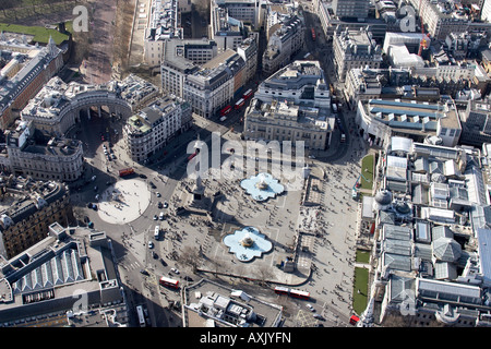 High level oblique aerial view south west of Trafalgar Square and Admiralty Arch London WC2 and SW1 England UK Feb 2006 Stock Photo