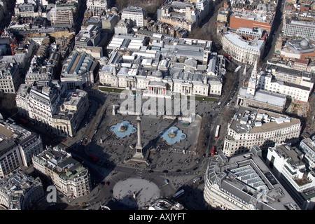 High level oblique aerial view north west of Trafalgar Square London WC2 England UK Feb 2006 Stock Photo