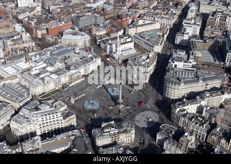 High level oblique aerial view north east of Trafalgar Square London WC2 England UK Feb 2006 Stock Photo