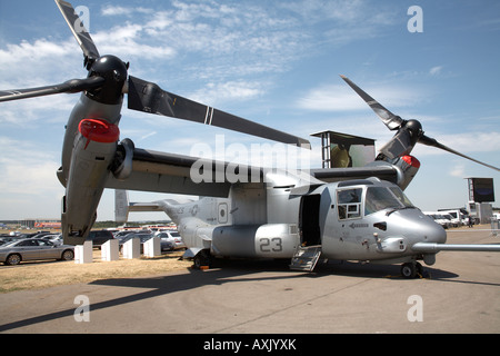 Bell Boeing V 22 Osprey aircraft on static display at Farnborough International Airshow July 2006 Rotating and fixed wing hybrid Stock Photo