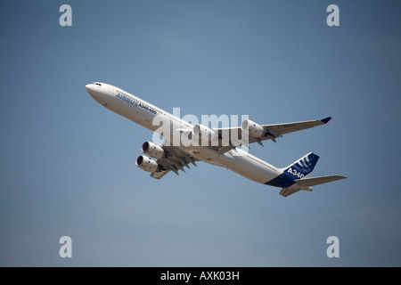 Airbus A340 600 aircraft on flying display at Farnborough International Airshow July 2006 Stock Photo