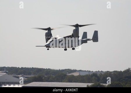 Bell Boeing V 22 Osprey aircraft preparing to land after flying display at Farnborough International Airshow Stock Photo