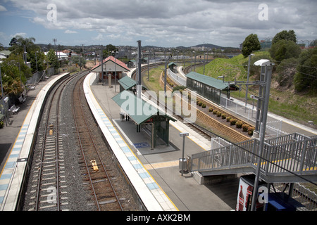 Suburban electric train at Park Road railway station in Brisbane Queensland QLD Australia Stock Photo