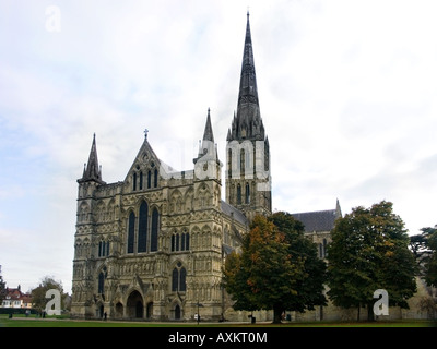 Salisbury's 13th century cathedral from the west front in the autumn, Wiltshire, England, UK Stock Photo