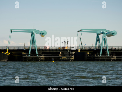 Cardiff Bay barrage, lock gates,entrance to Cardiff Bay and Penarth Marina Stock Photo