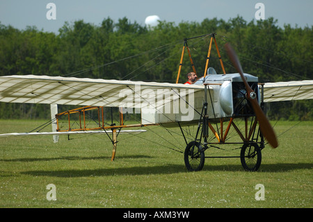 French original historic plane Bleriot Type XI,  french vintage air show, La Ferte Alais Stock Photo