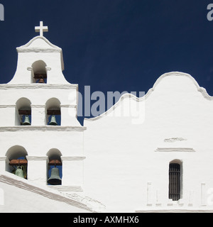 Building facade and church bells Mission San Diego de Alcala San Diego California United States Stock Photo