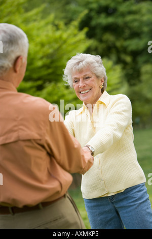 Portrait of senior couple outdoors Stock Photo