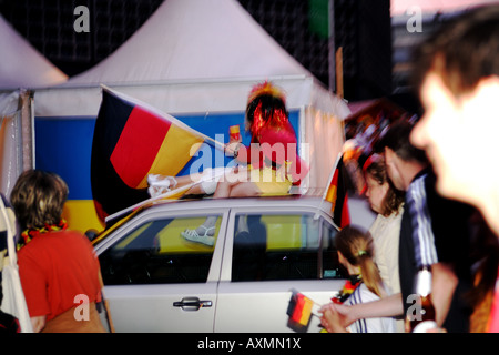 after the game Germany versus Argentina fans on the Kudamm in Berlin Stock Photo