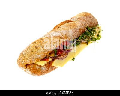 Cheddar Cheese And Pickle Baguette Stock Photo