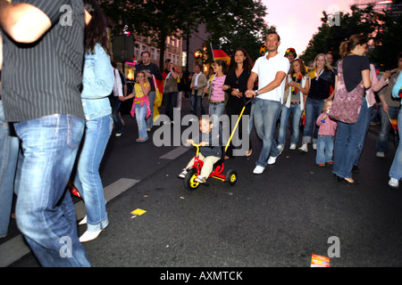 after the game Germany versus Argentina fans on the Kudamm in Berlin Stock Photo