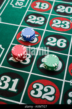 Closeup of wagers on gaming table Stock Photo