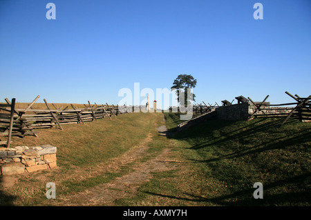 Looking south east along the Sunken Road (Bloody Lane) in the Antietam National Battlefield, Sharpsburg, Maryland. Stock Photo