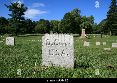 Headstone in the Fredericksburg National Cemetery, Virginia, United States Stock Photo