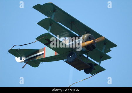 Old german world war I  triplane fighter Fokker Dr.I,  French vintage air show, La Ferte Alais Stock Photo