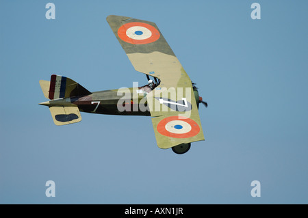 Old french world war fighter biplane Morane Saulnier Ai, French vintage air show, La Ferte Alais Stock Photo