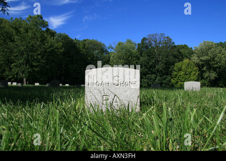 Headstone in the Fredericksburg National Cemetery, Virginia, United States. Stock Photo