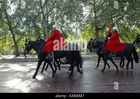 Horse guards at the ceremony of changing guards, The Mall, London Stock Photo